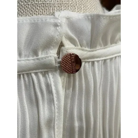 Ted Baker Airlie Plisee Sheer Pleated 3/4 Sleeve Peplum Blouse in White Size 1 - Picture 5 of 7